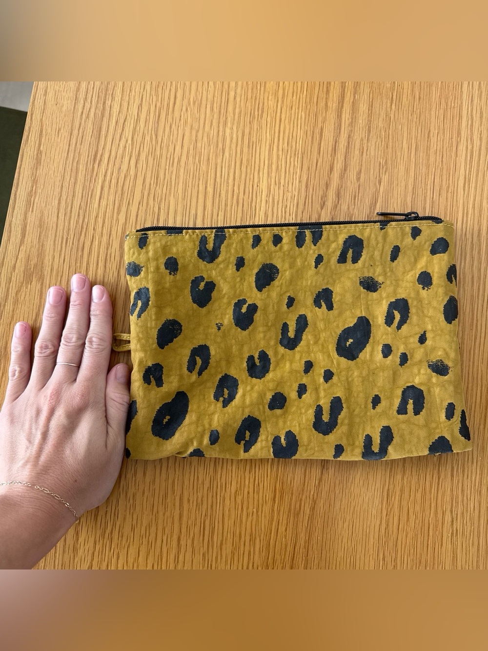 BAGGU Yellow Leopard Print Zipper Pouch